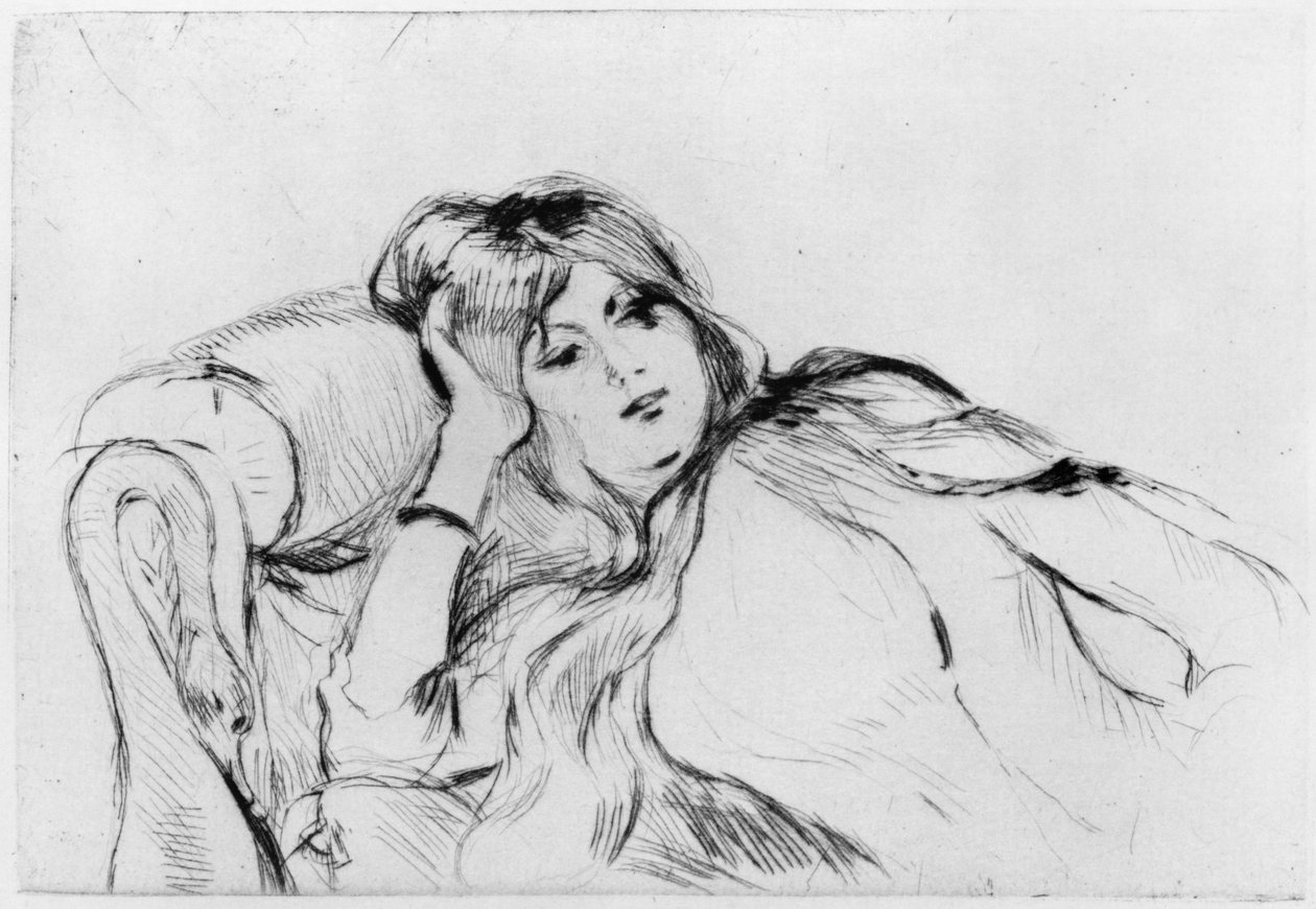 Mladá žena v klidu, 1889 (suchá jehla) od Berthe Morisot