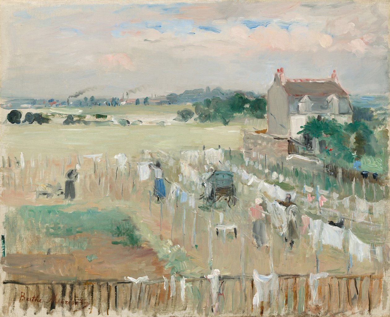 Vyvěšení prádla do sucha od Berthe Morisot