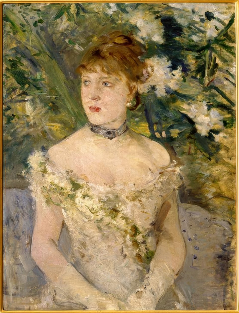 Mladá žena v plesových šatech od Berthe Morisot