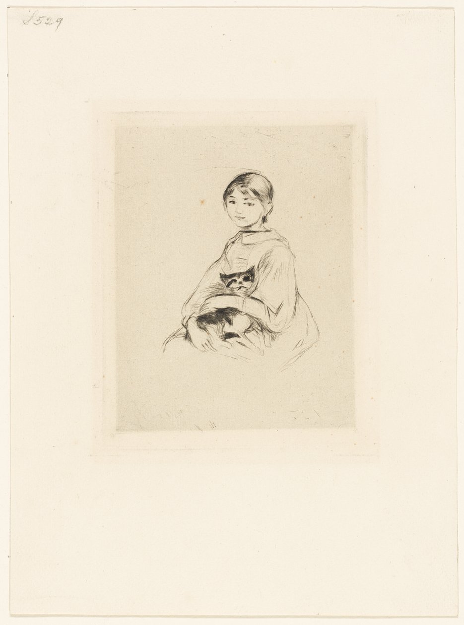 Mladá dívka s kočkou od Berthe Morisot