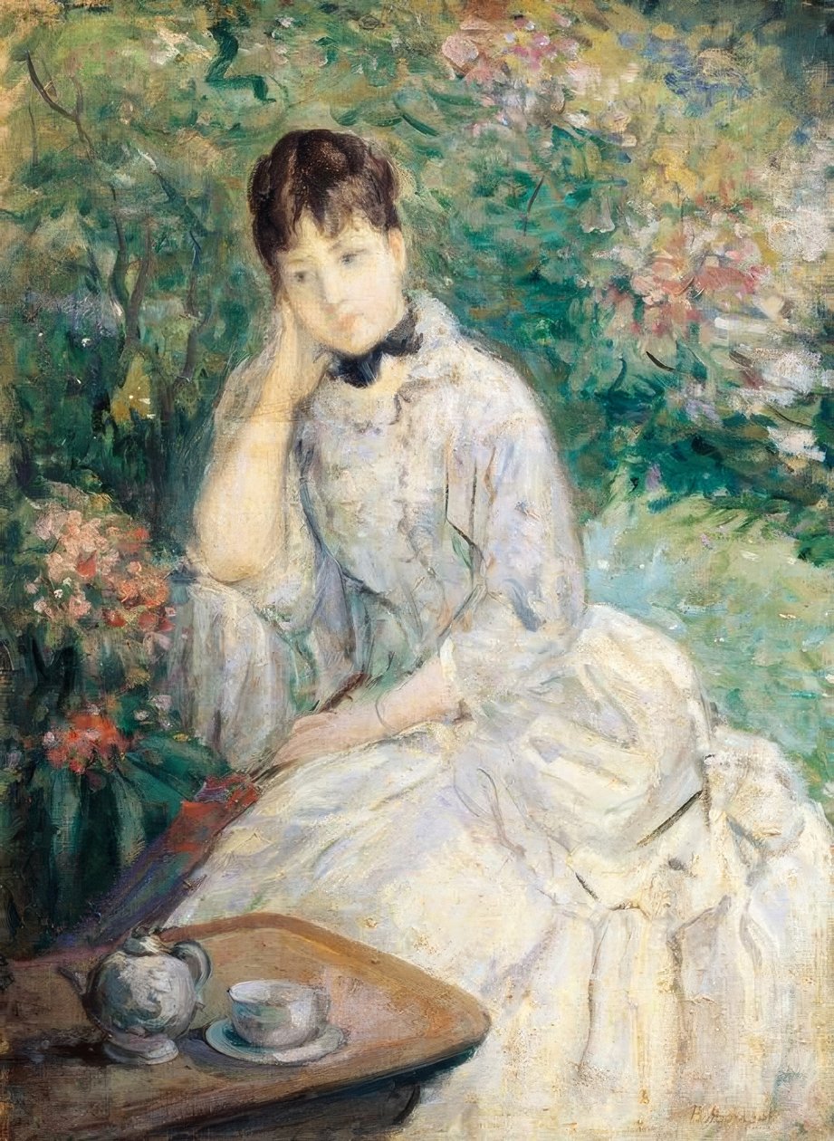 Mladá žena sedící na pohovce, od Berthe Morisot