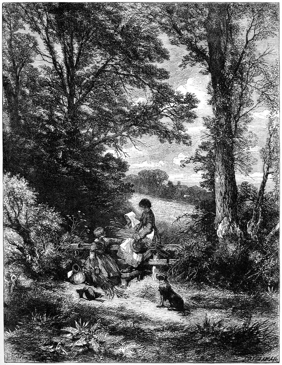 The Gleaners at the Stile, 30. léta 20. století. od Birket Foster