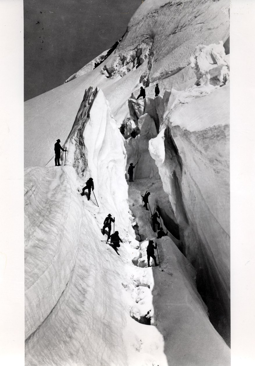 Horolezci stoupající na Mont Blanc, kolem roku 1860 od Bisson Freres Studio