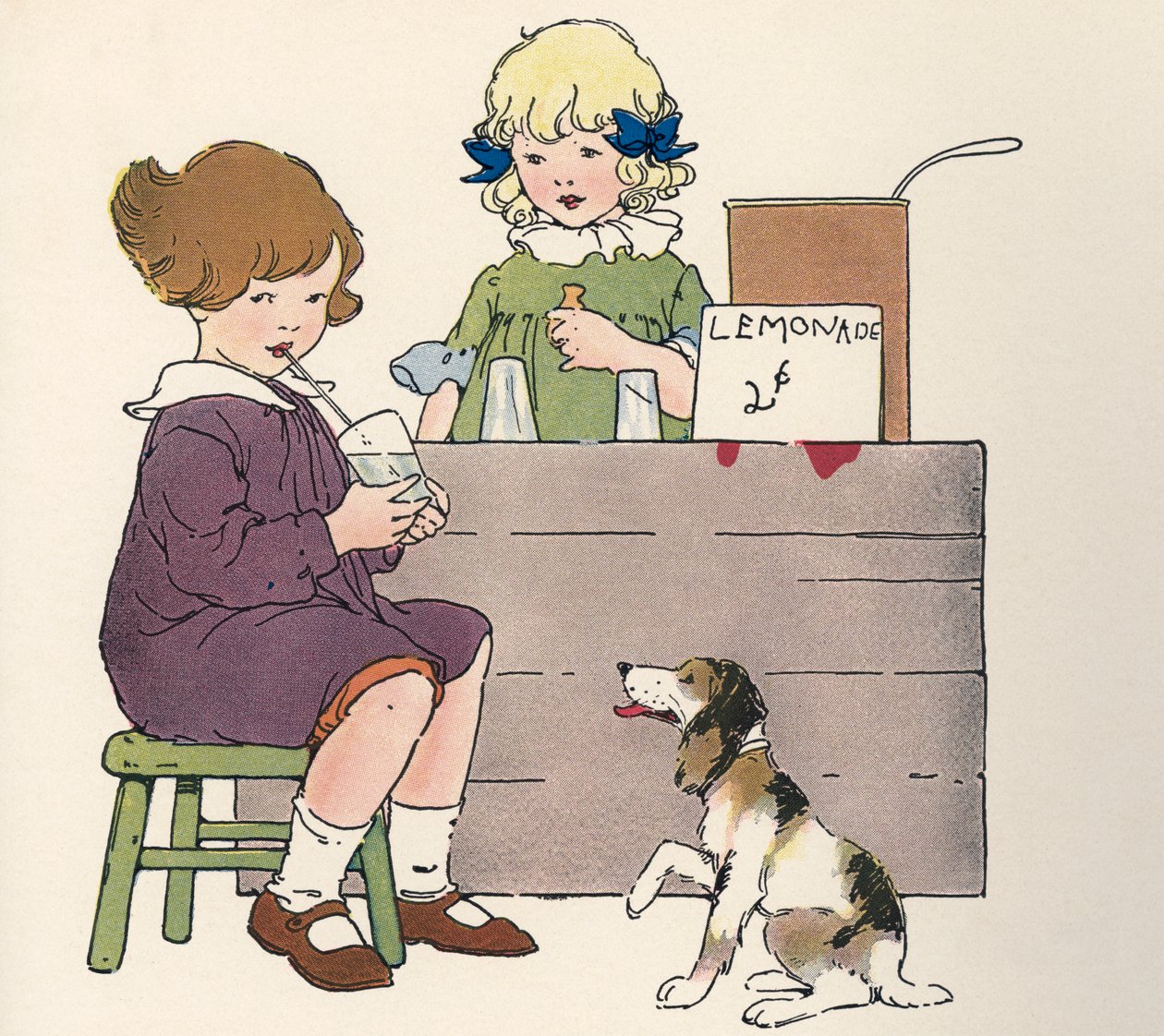 Mladé Dívky U Jejich Limonádového Stojanu od Blanche Fisher Wright