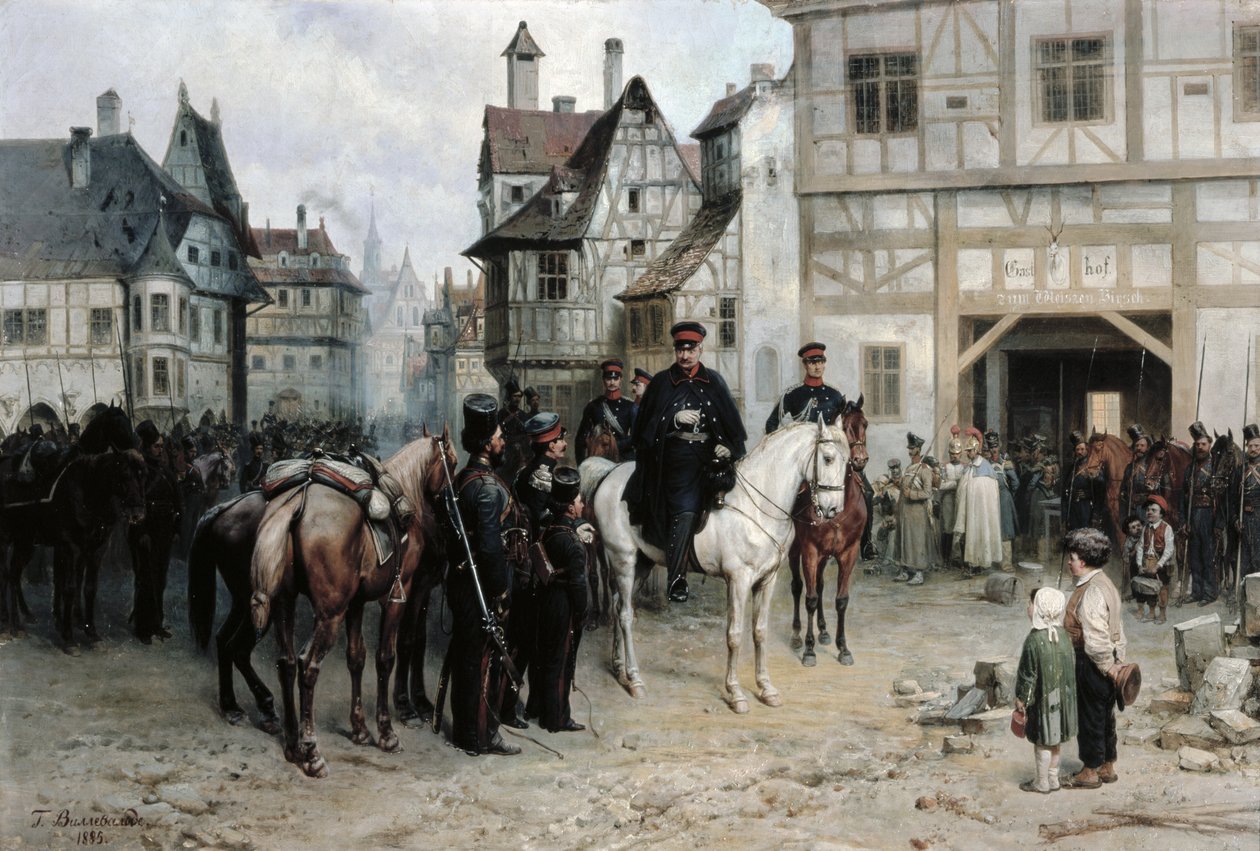Generál Blucher (1742-1819) s kozáky v Budyšíně, 1885 od Bogdan Willewalde