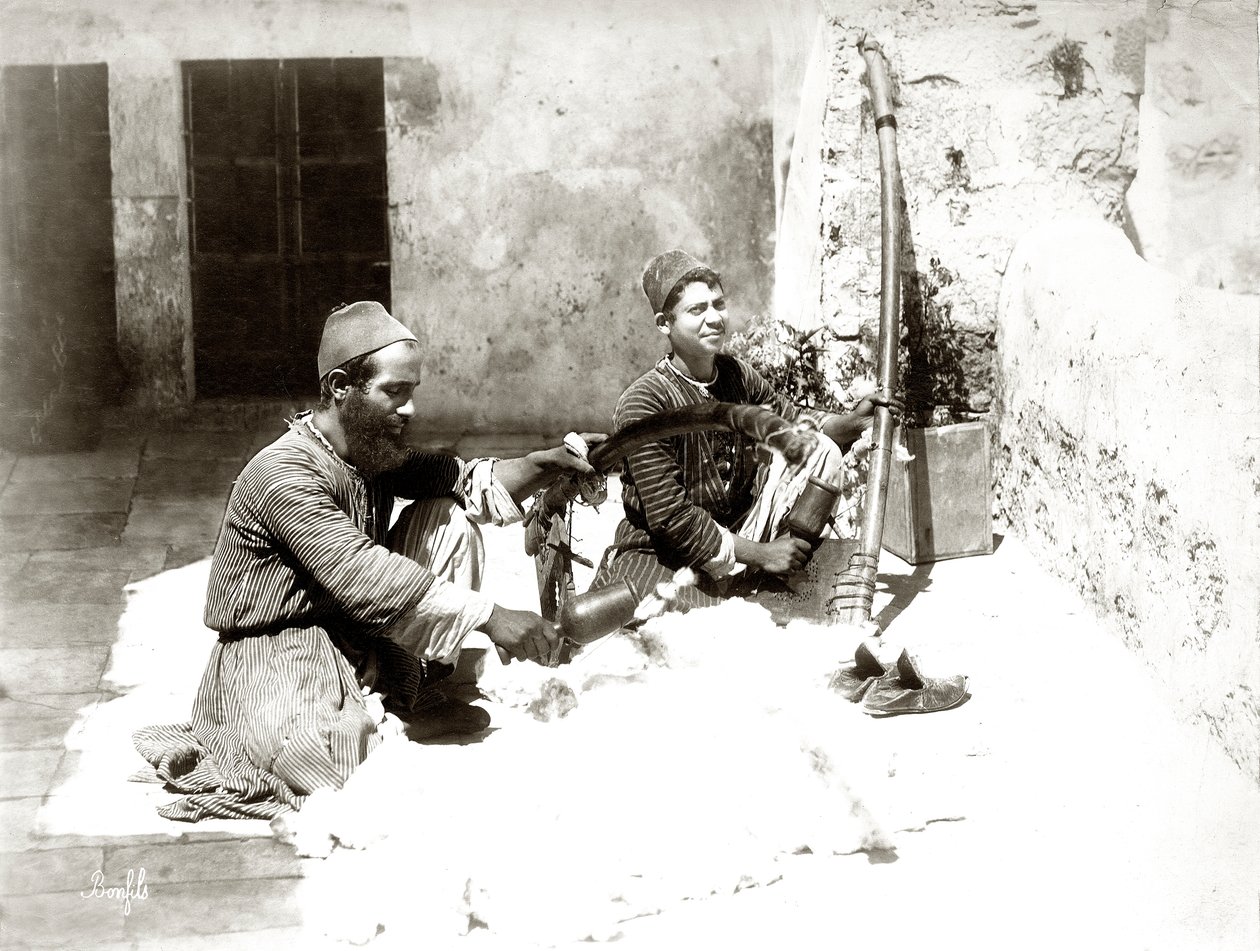 Mykači vlny v Jeruzalémě, kolem 1867-81 od Bonfils Studio