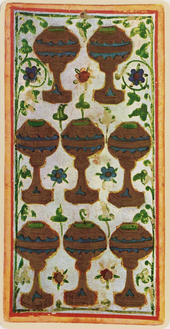 Osm pohárů, faksimile tarotové karty z balíčku Visconti, 1441-47 od Bonifacio Bembo