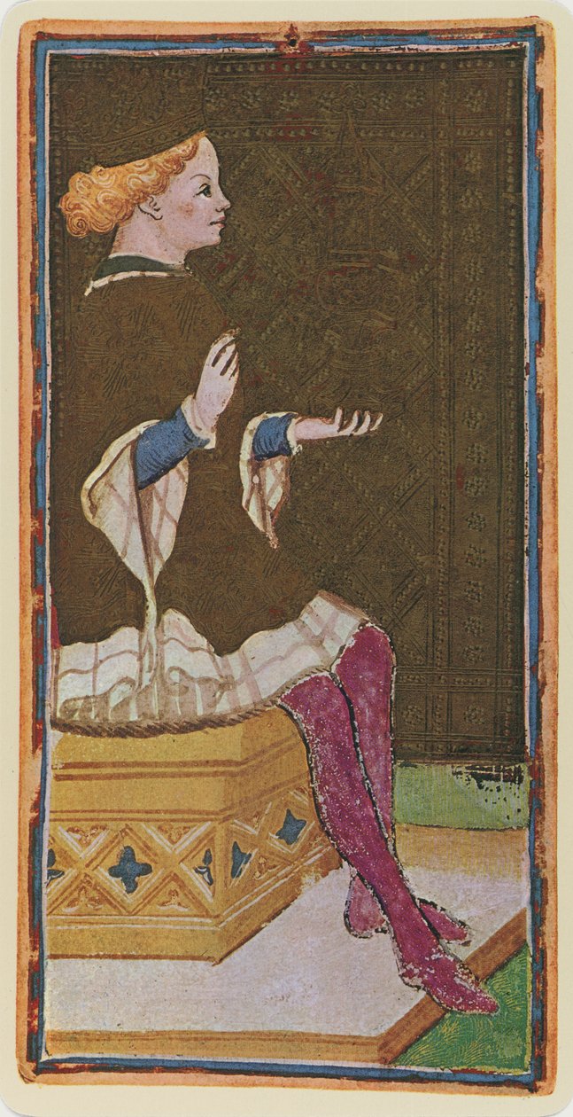 Král pohárů, faksimile tarotové karty z balíčku Visconti, 1441-47 od Bonifacio Bembo