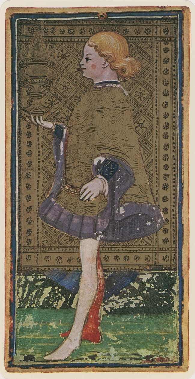 The Knave of Cups, faksimile tarotové karty z balíčku 