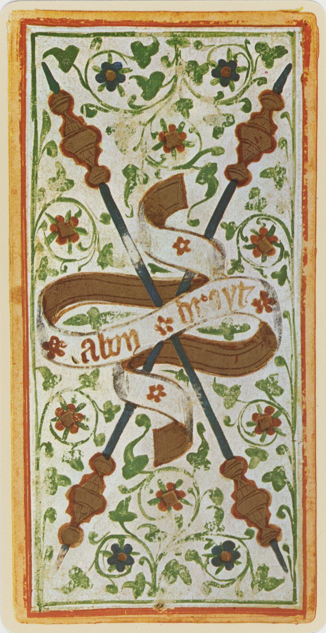 The Two of Wands, faksimile tarotové karty z balíčku 