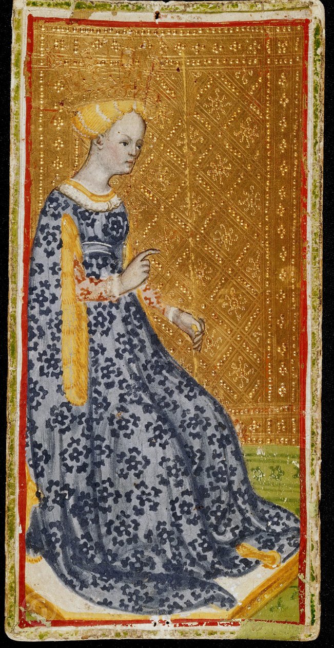 Královna hůlek. Tarotová karta, 1441-1444. od Bonifacio Bembo