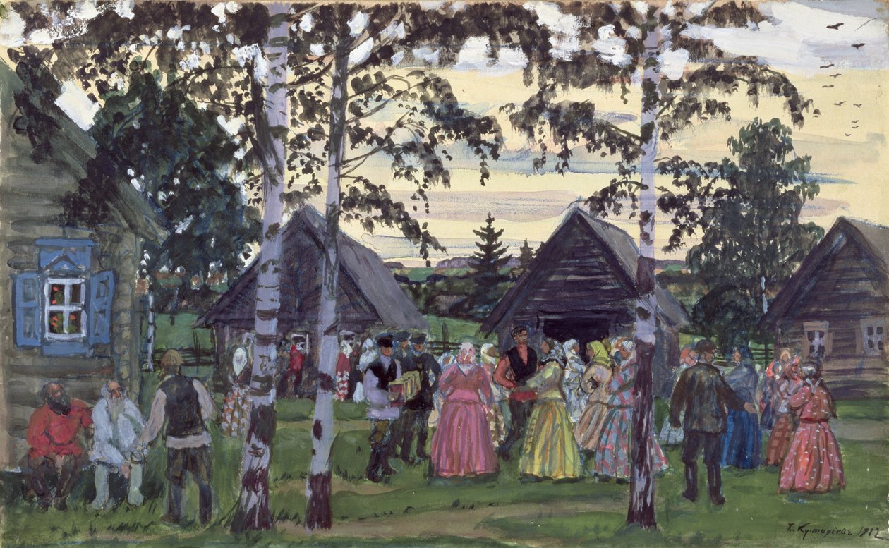 Kulatý tanec, 1912 od Boris Mikhailovich Kustodiev