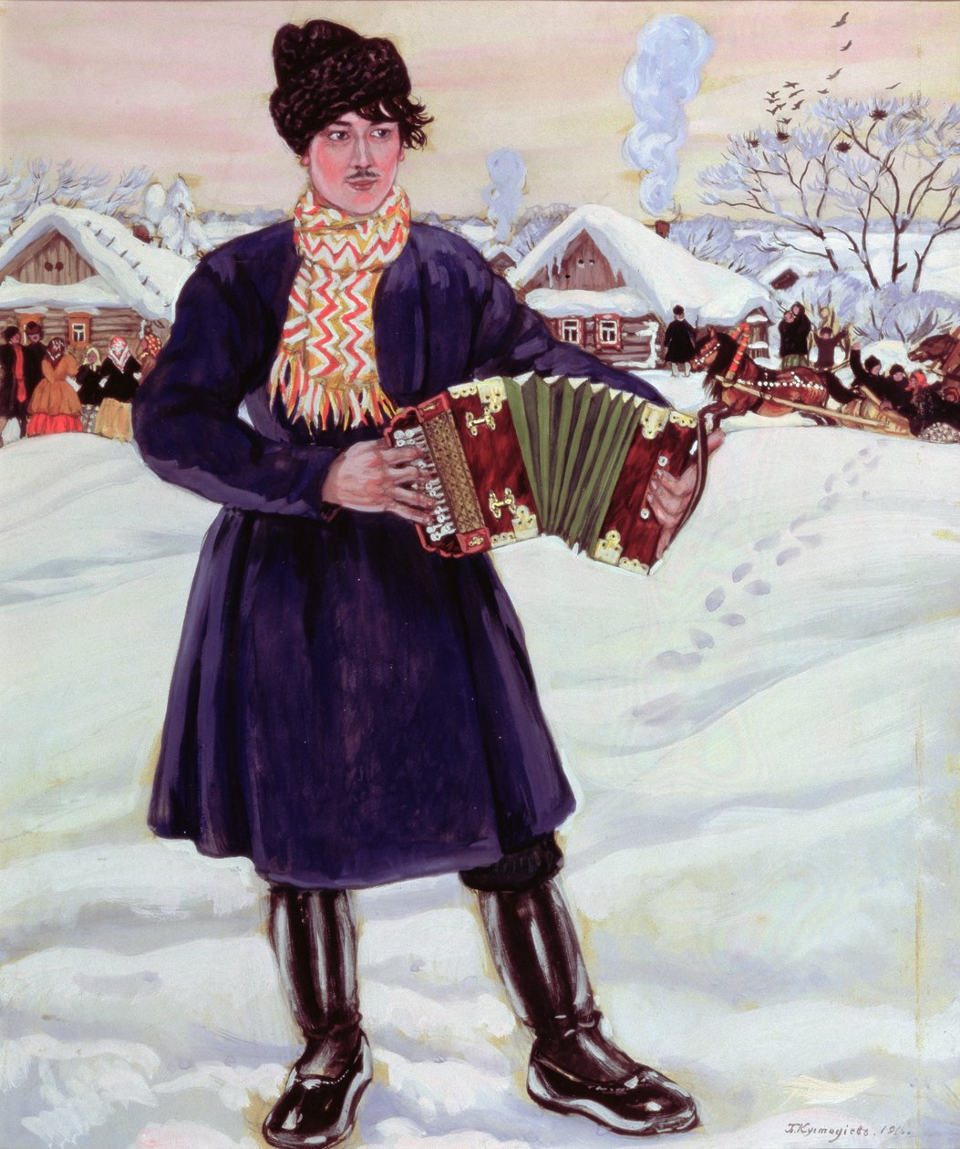 Masopust, 1916 (wc a kvaš na papíře) od Boris Mikhailovich Kustodiev