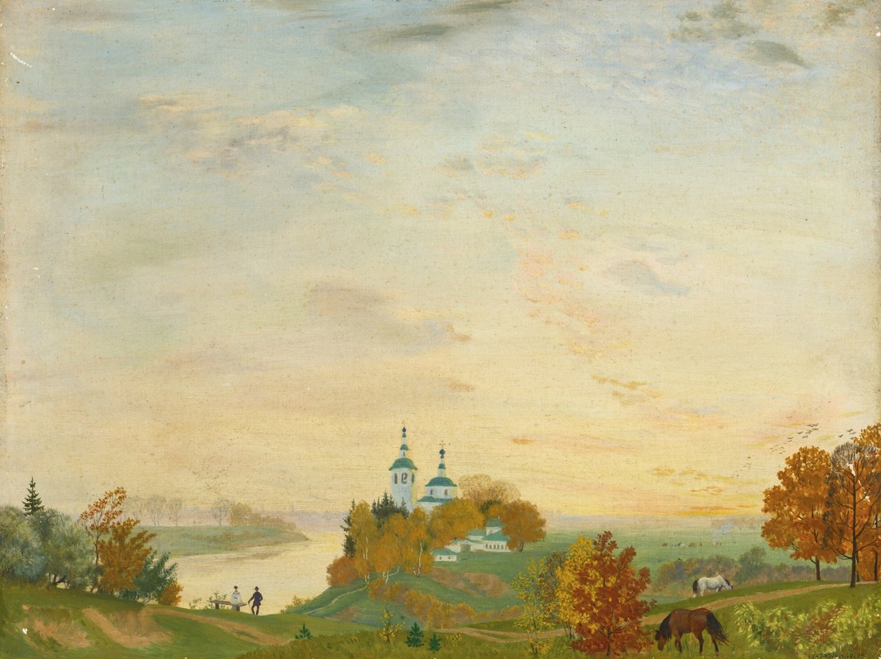 Nad řekou, podzim, 1919 od Boris Mikhailovich Kustodiev