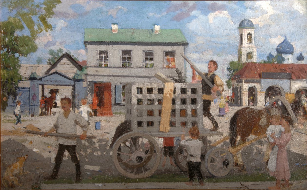 Chytače psů, 20. léta 20. století od Boris Mikhailovich Kustodiev
