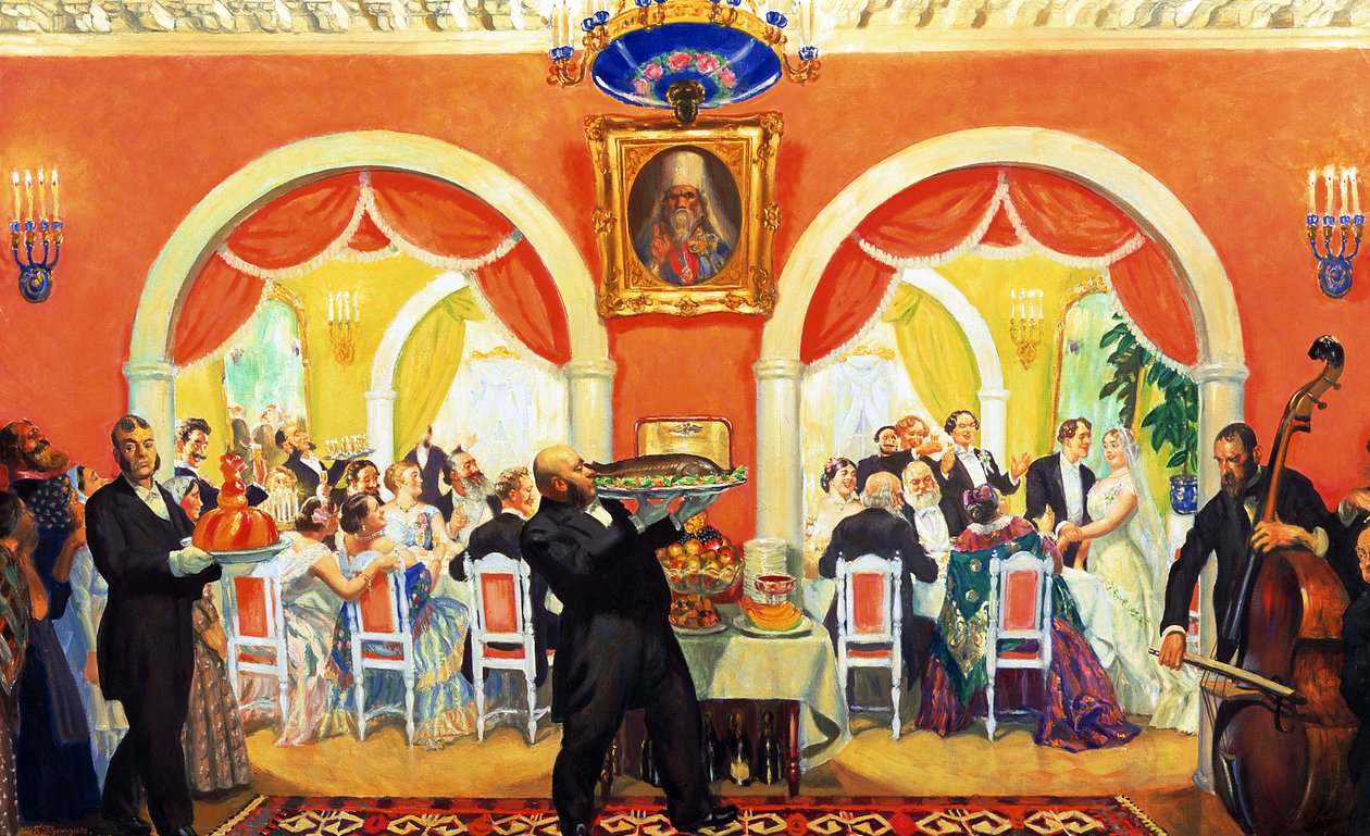 Svatební hostina od Boris Mikhailovich Kustodiev