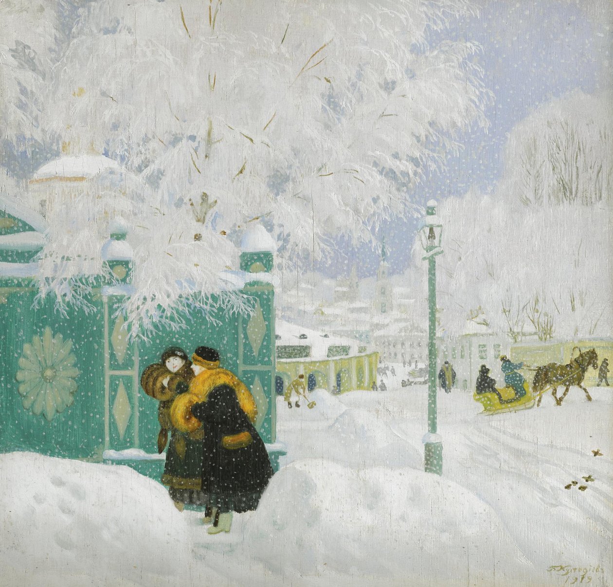 Zimní scéna od Boris Mikhailovich Kustodiev