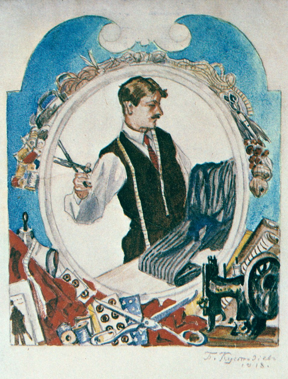"Krejčí", 1918. od Boris Mikhailovich Kustodiev
