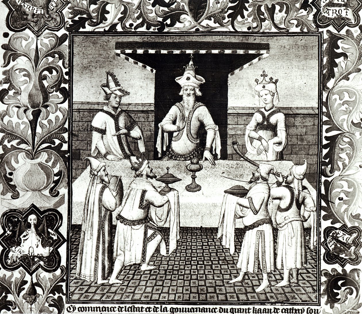 Paní Fr 2810 f.136v, svátek velkého chána, z „Knihy divů světa“, c.1410-12 (tempera na pergamenu) (viz také 167306) od Boucicaut Master