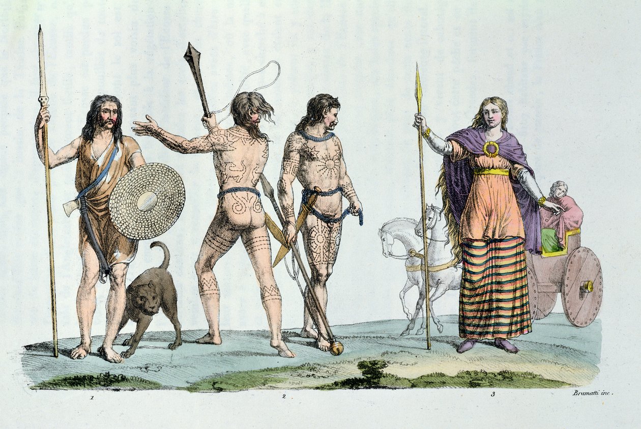 Keltští lidé v době Julia Caesara, ilustrace z 