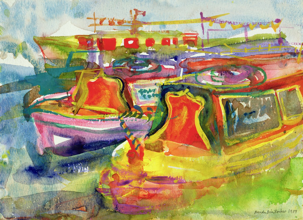 Canal Boats, 1989 (wc na papíře) od Brenda Brin Booker