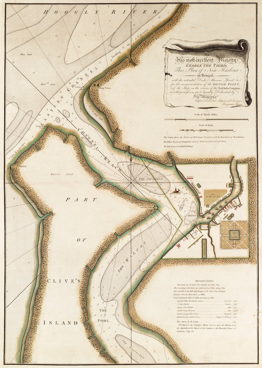 Mapa řeky Hoogly, asi 1777 (rytina) od British School