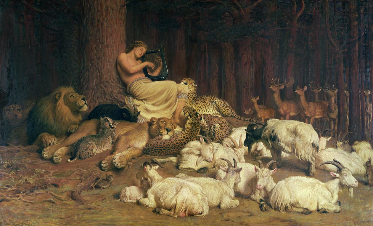 Apollo hrající na loutnu od Briton Riviere