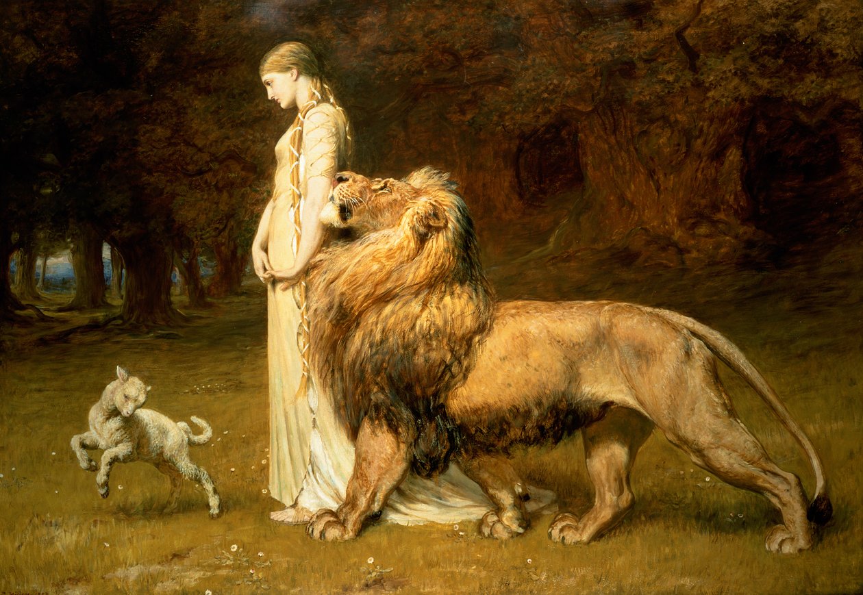 Una a lev, ze Spenserovy Královny víl, 1880 od Briton Riviere