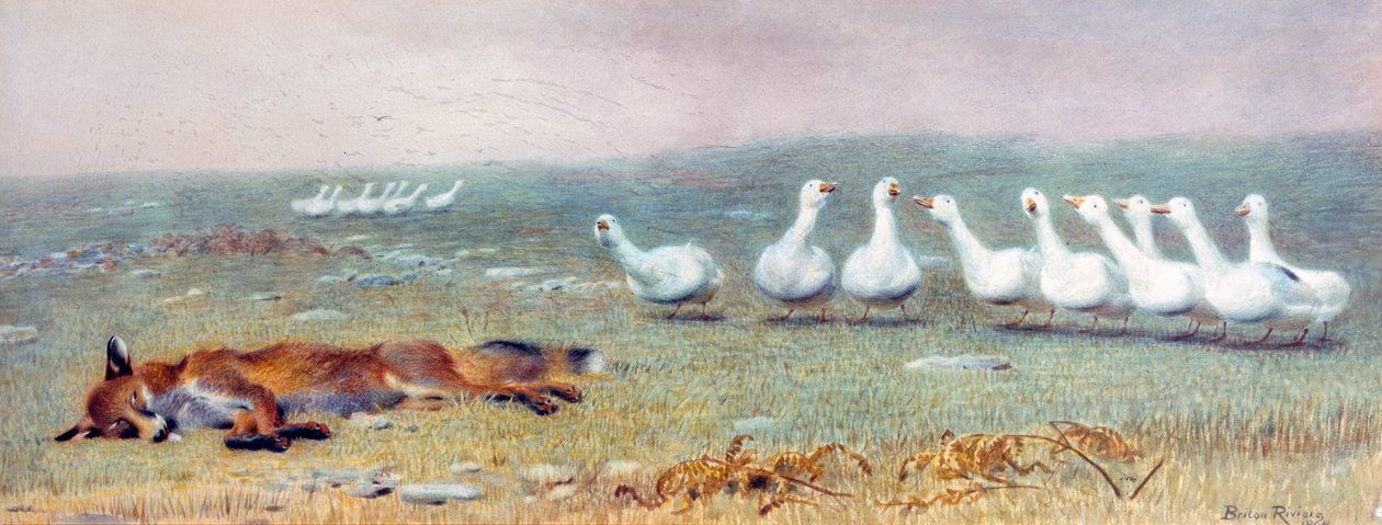 Hra lišky a hus, 1868 od Briton Riviere