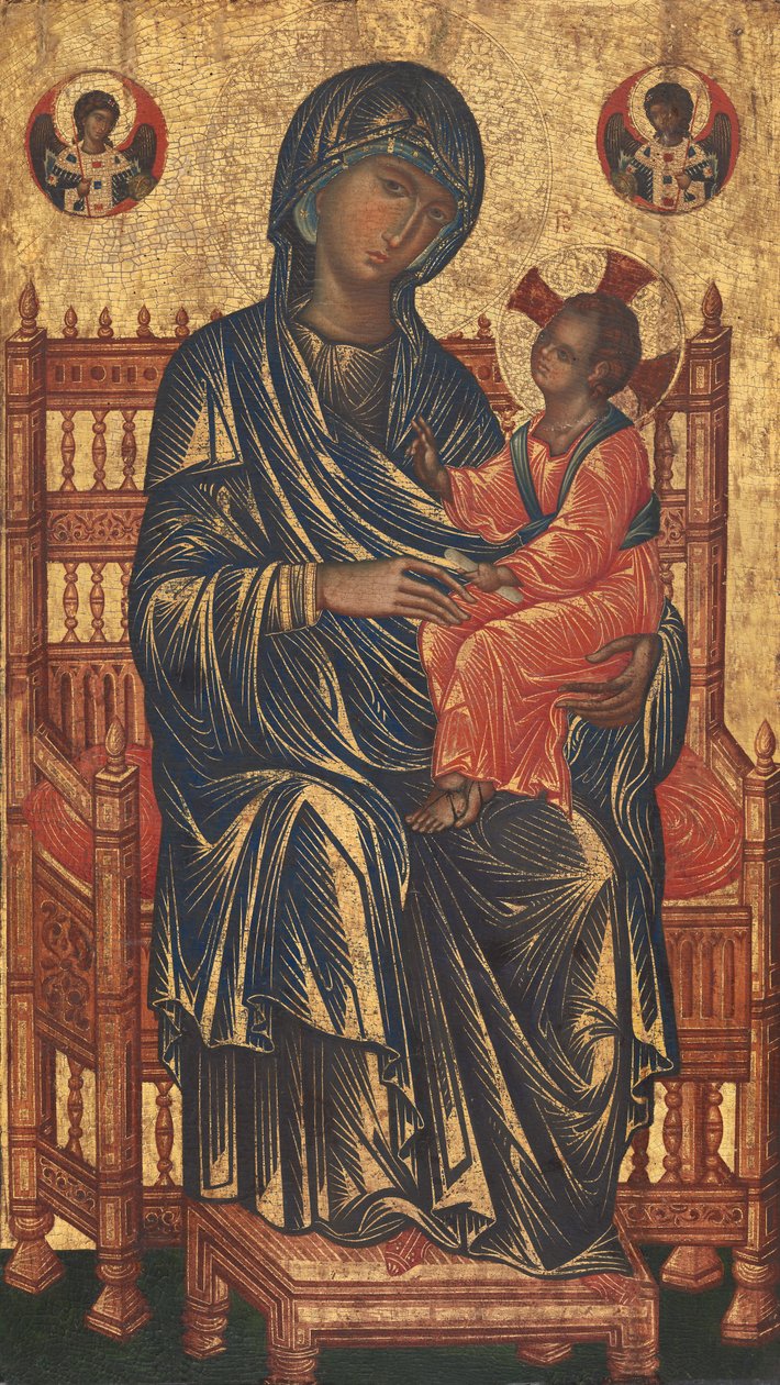 Madonna a dítě na trůnu od Byzantine 13th Century
