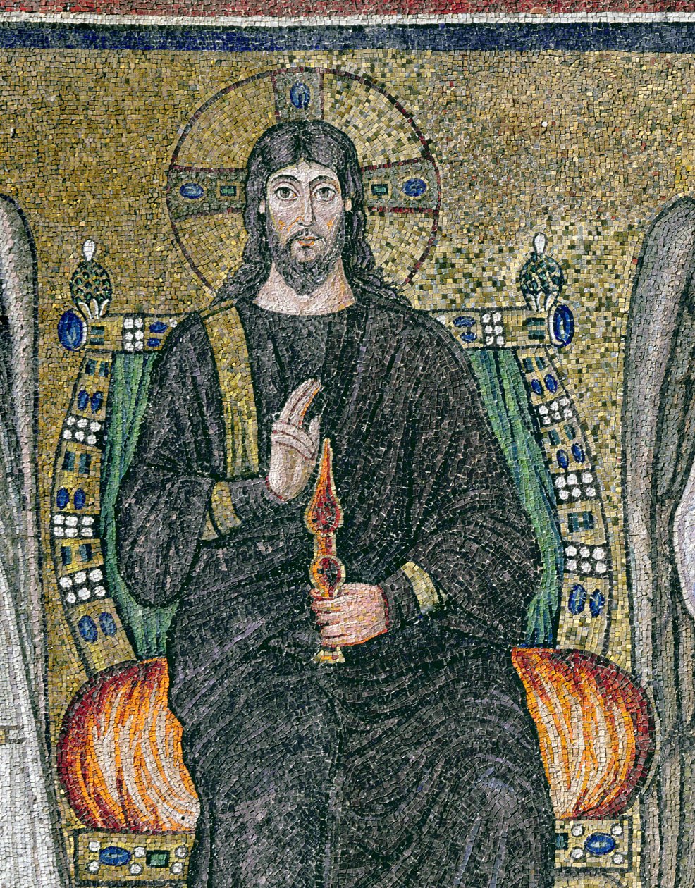 Kristus na trůnu s anděly (mozaika) (detail 344548) od Byzantine School