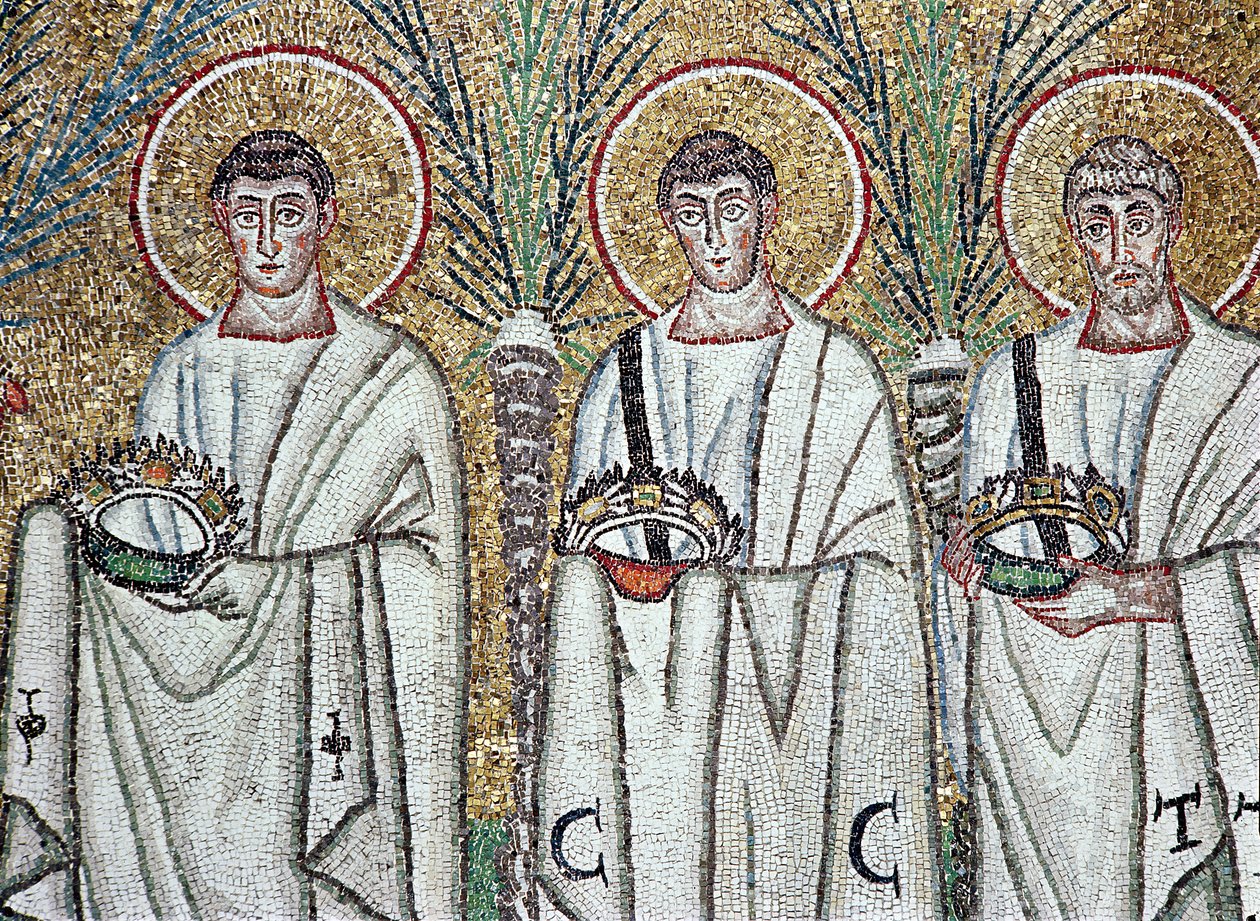 Procesí mučedníků, 527-99 (mozaika) (detail 58071) od Byzantine School