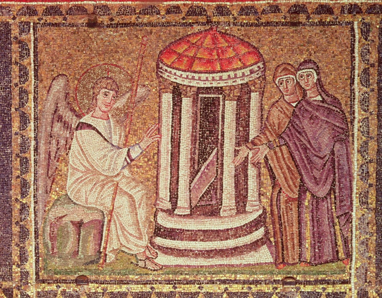 Marie u hrobu, výjevy ze života Kristova (mozaika) od Byzantine School