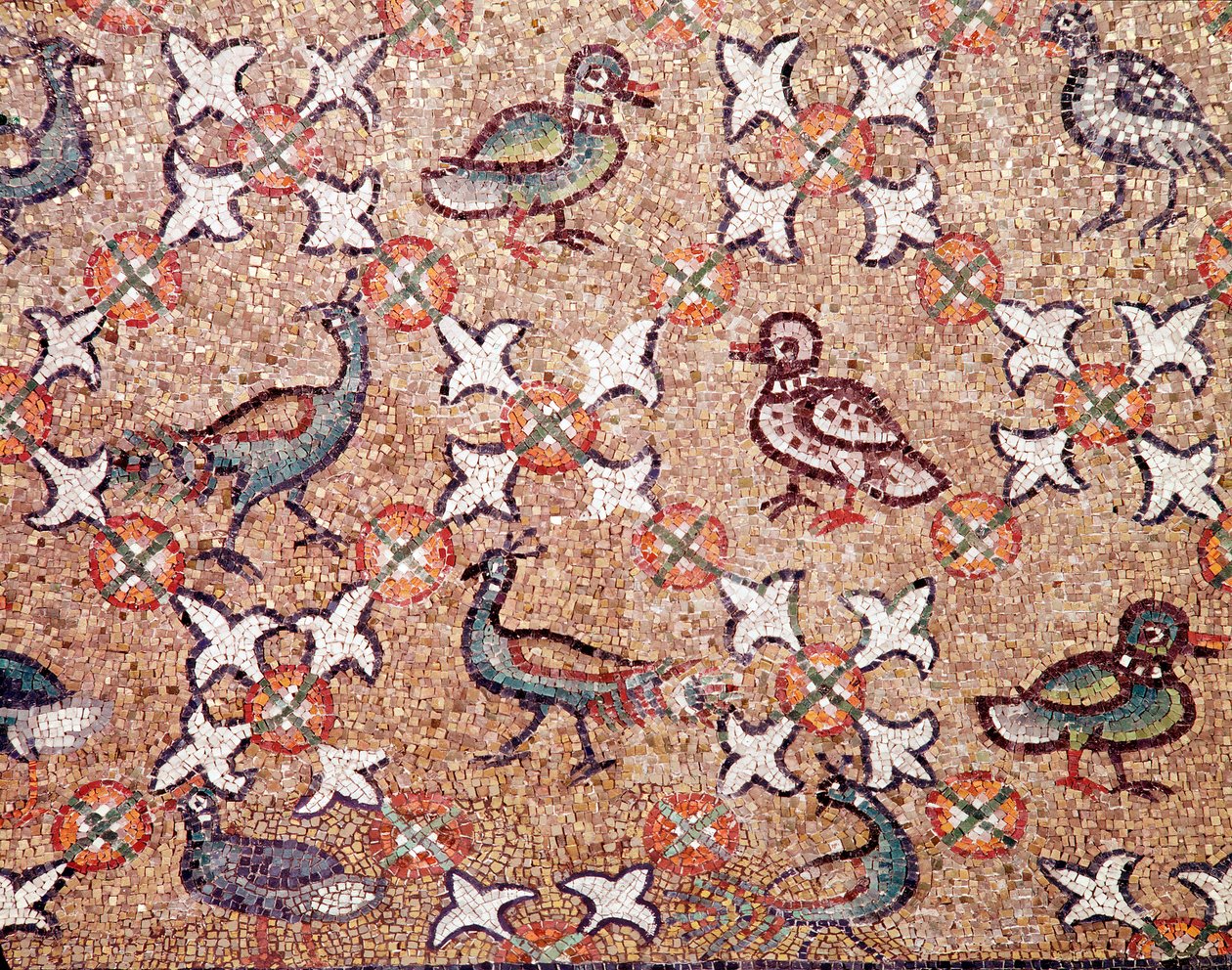 Ptáci (detail mozaiky, 5. stol.) od Byzantine