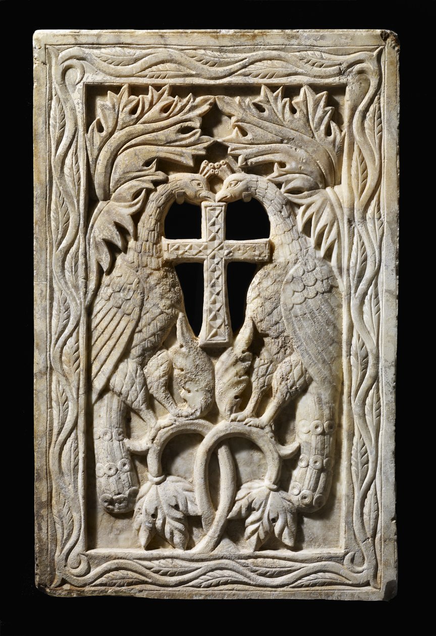 Panel se dvěma pávy, 501-700 (alabastr) od Byzantine Byzantine