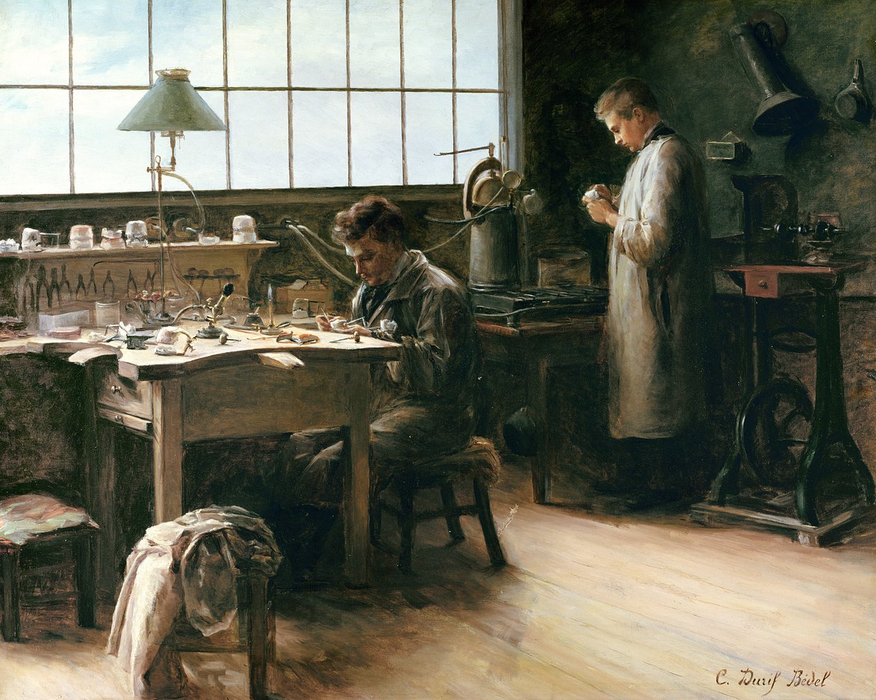 Dílna falešných zubů, c.1880 od C. Durif Bedel
