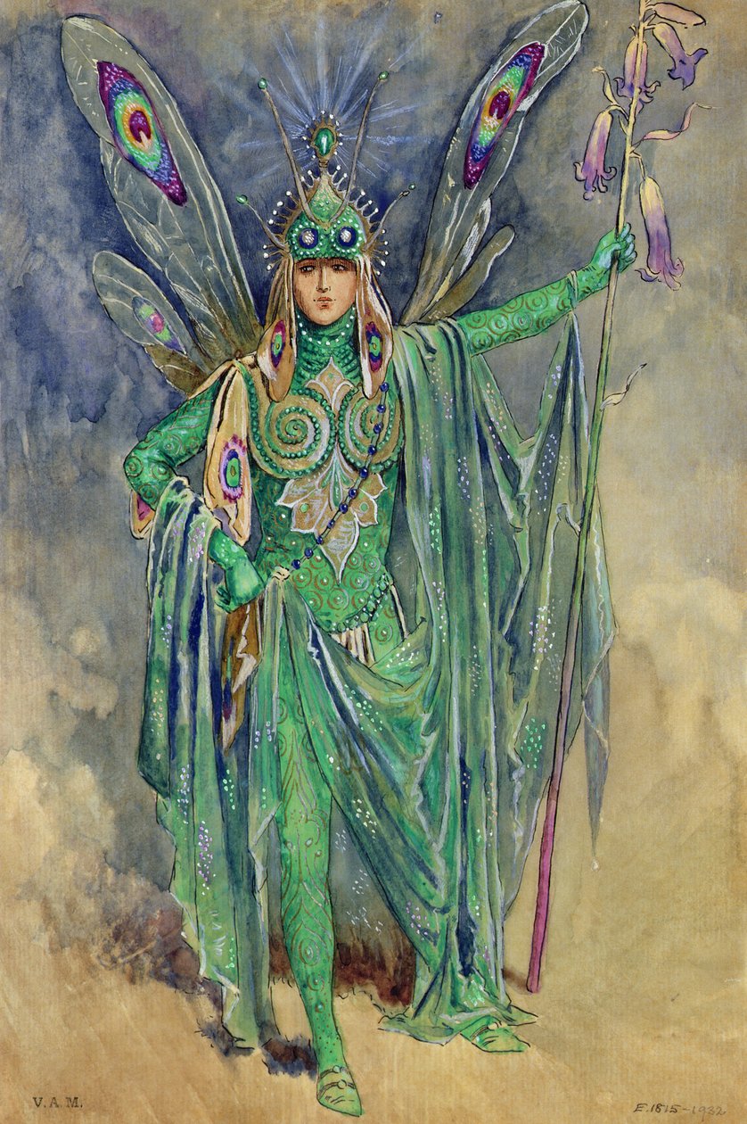 Oberon, kostýmní návrh pro Sen noci svatojánské, produkoval R Courtneidge v Princes Theatre, Manchester od C. Wilhelm