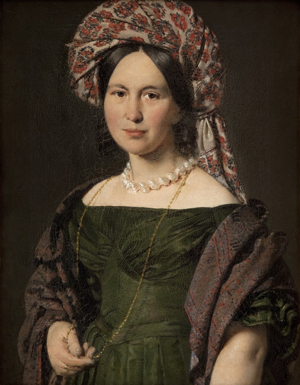 Umělcova žena nosí turban od C.A. Jensen