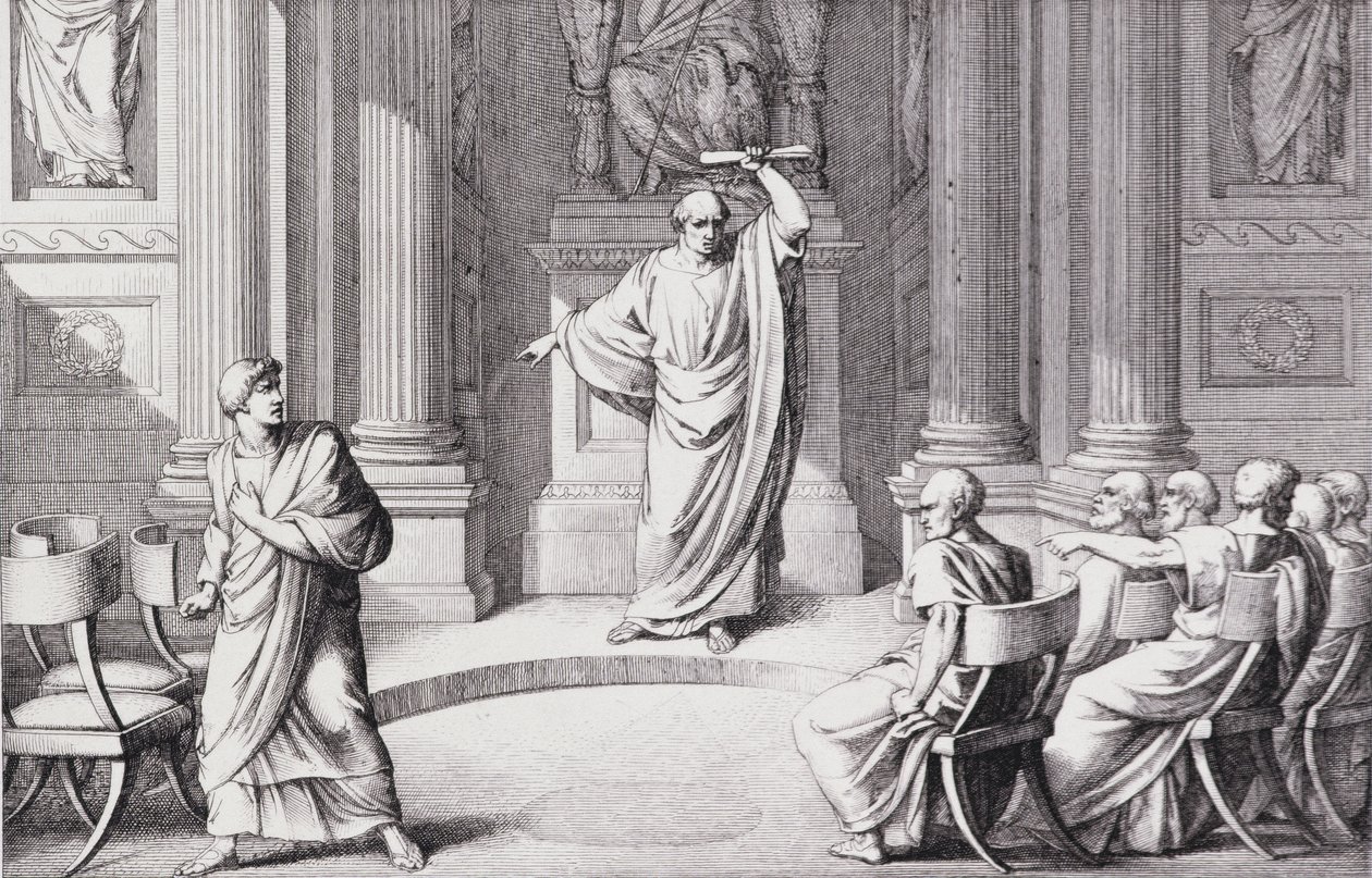 Cicero Denouncing Catiline, vyryl B.Barloccini, 1849 od C.C Perkins