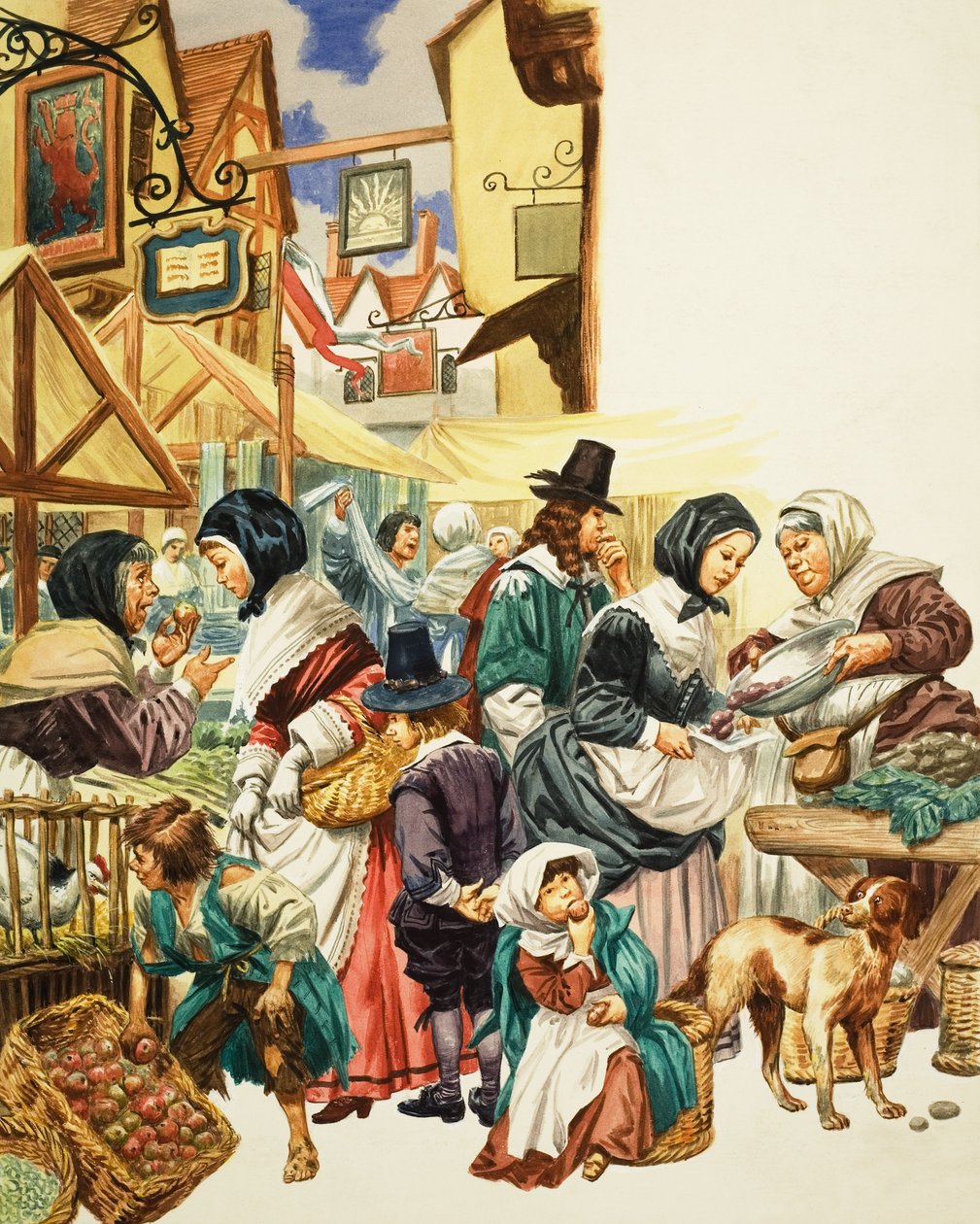 Jakobínská pouliční scéna (kvaš na papíře) od C.L. Doughty