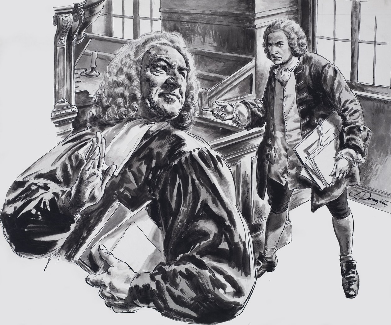 Johann Sebastian Bach (kvaš na papíře) od C.L. Doughty