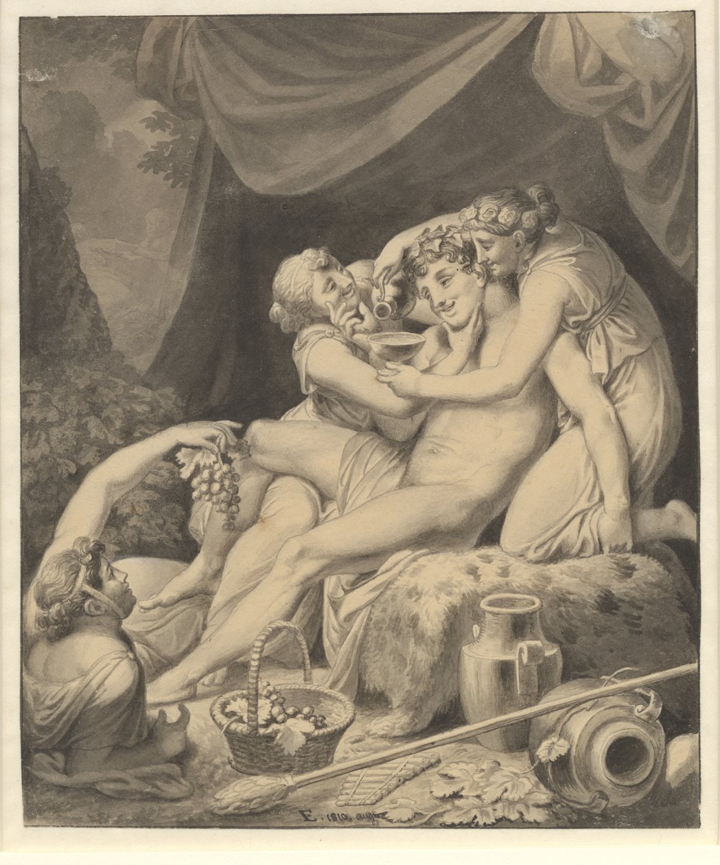 Bacchus Made Tare Bachchantinder od Christoffer Wilhelm Eckersberg