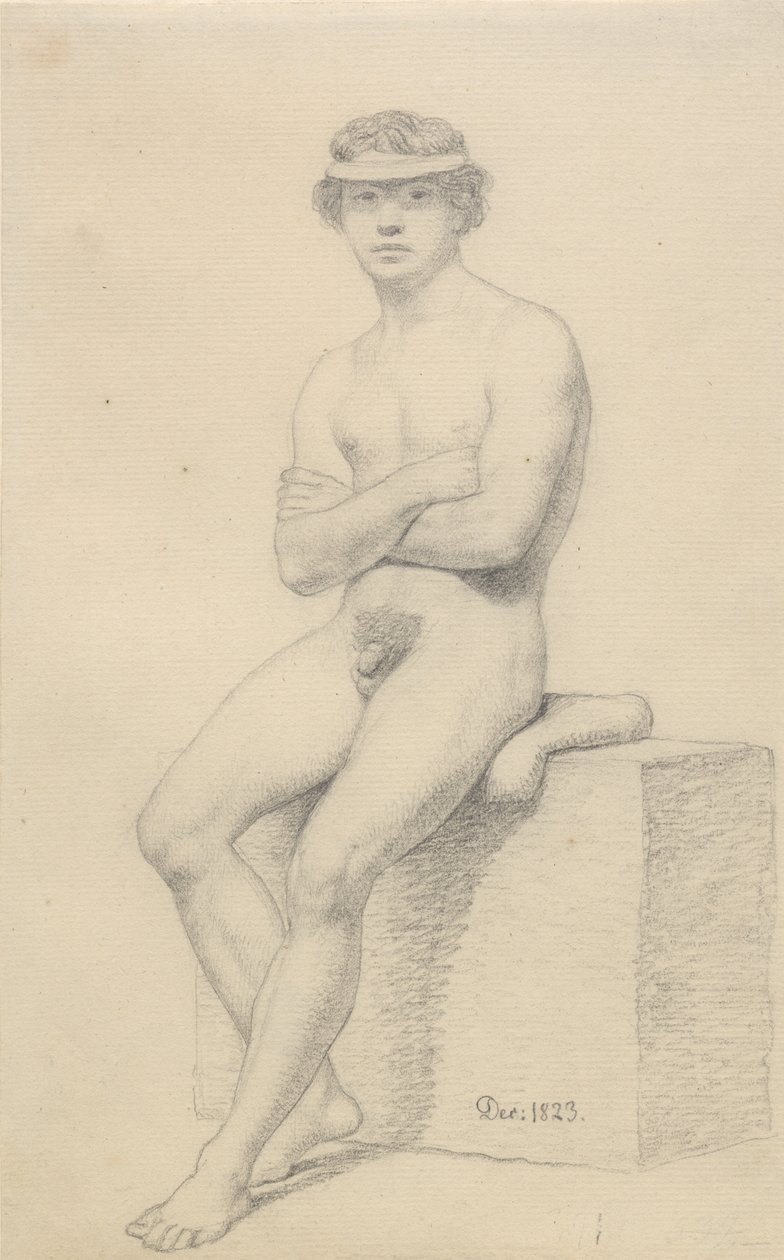 Sedící mužský model. od Christoffer Wilhelm Eckersberg