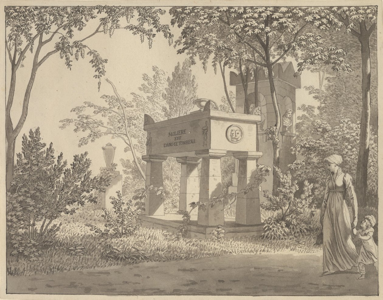Sarkofág Molière v Jardin Elysée od Christoffer Wilhelm Eckersberg