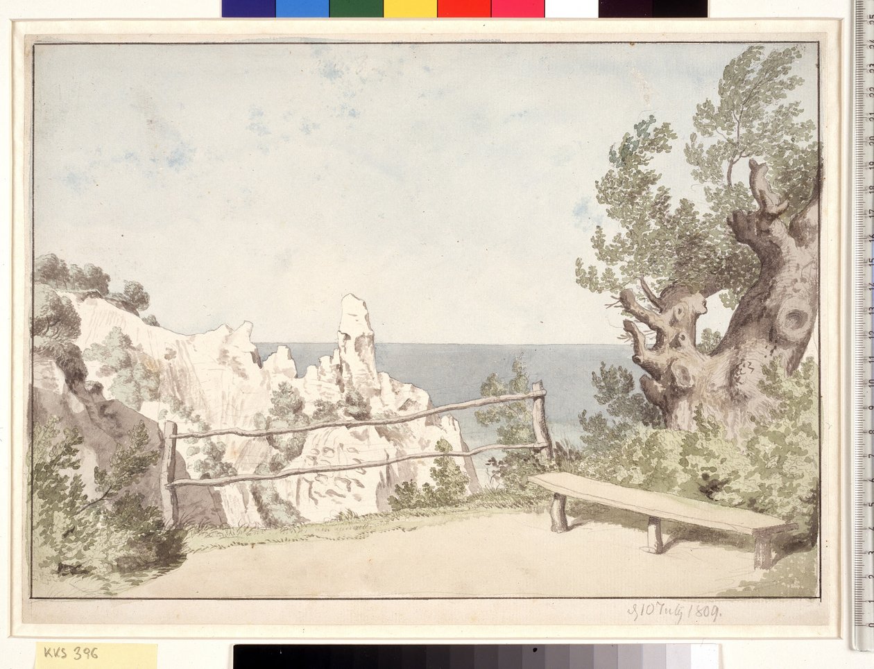 Pohled z Møns Klint na Sommerspiret od Christoffer Wilhelm Eckersberg