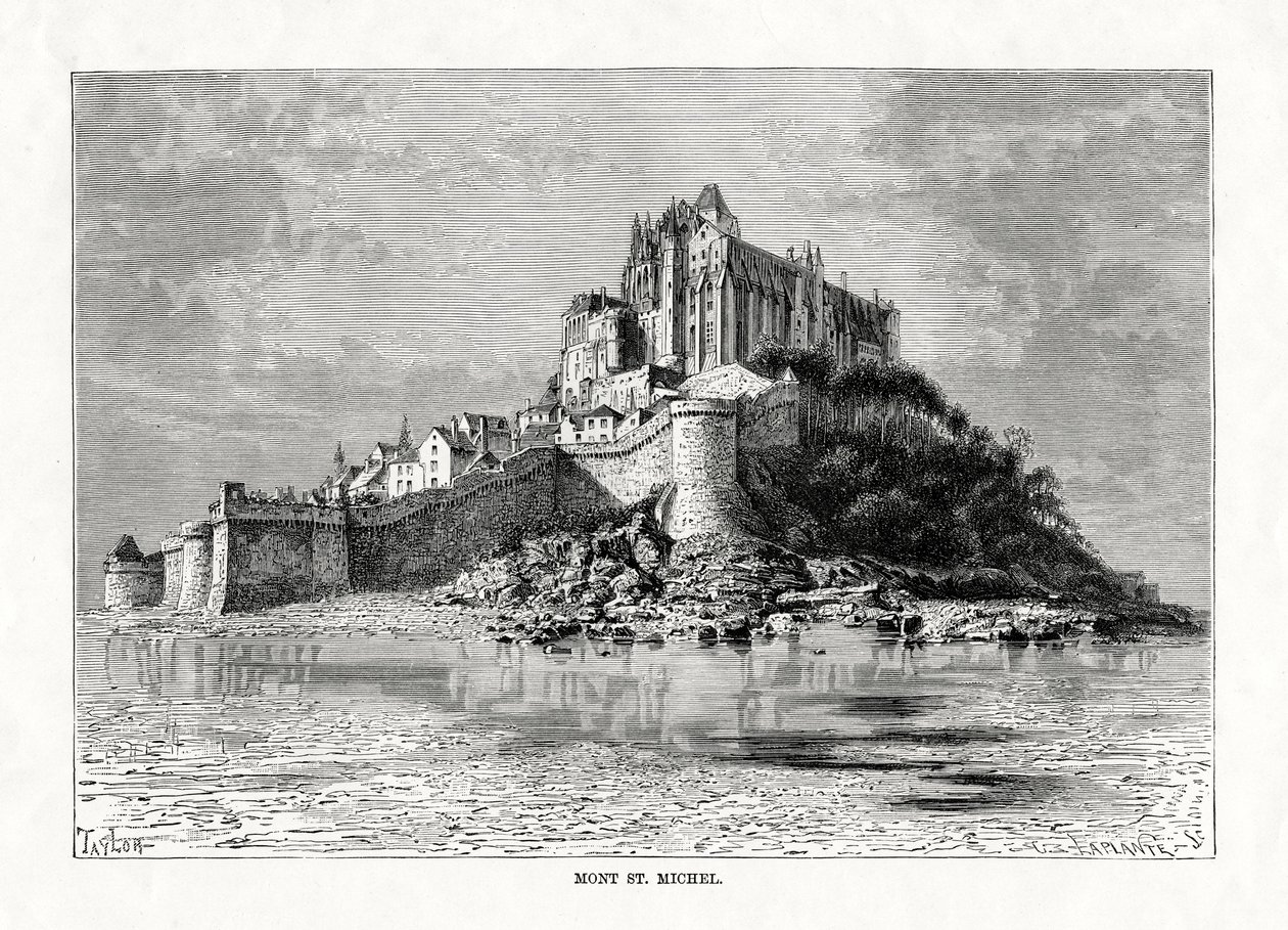Mont-Saint-Michel, Normandie, Francie, 1879 od C. Laplante