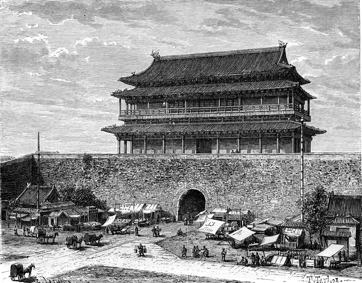 Brána Tchien-an-men, Peking, Čína, 19. století od C. Laplante