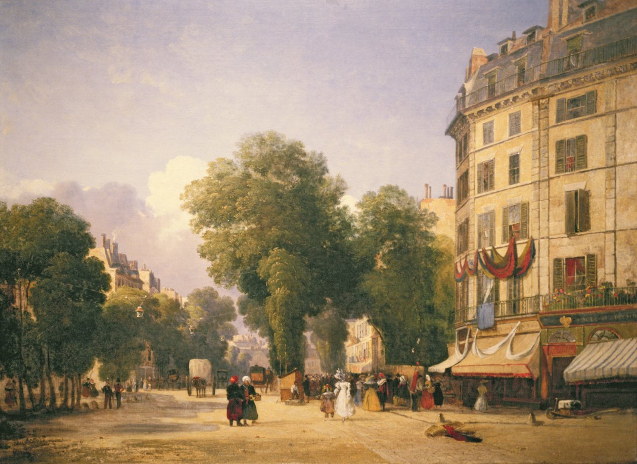 Boulevard des Capucines na rohu Rue de la Paix (nyní Place de lOpera), Paříž, 1829 od Caleb Robert Stanley