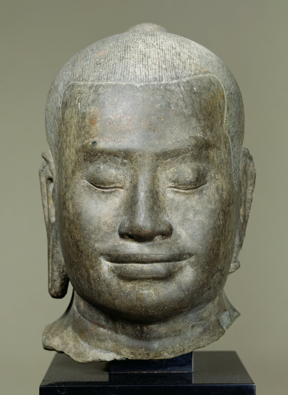 Hlava krále Jayavarmana VII (r.1181-c.1220) (bronz) od Cambodian School