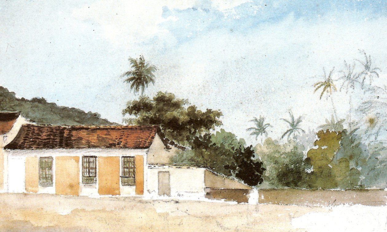 Krajina s červenými kachlovými domy od Camille Jacob Pissarro